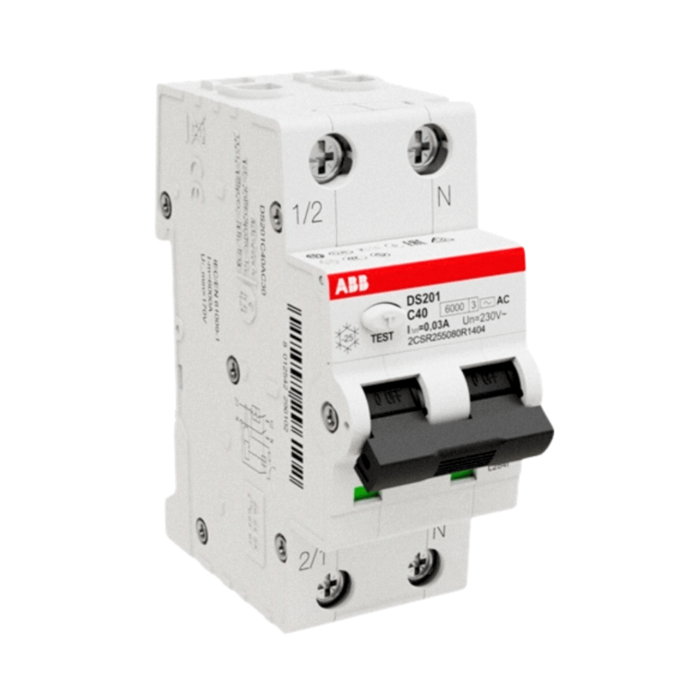 เบรกเกอร์กันดูด RCBO 16A 1 POLE + NEUTRAL 6KA TYPE AC ABB รุ่น DS201 C6 AC-30 (ตัดไฟรั่ว 30MA)_1
